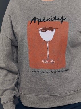 Gray 'Apériti' Graphic Sweatshirt with Rust Orange Panel by Maeve